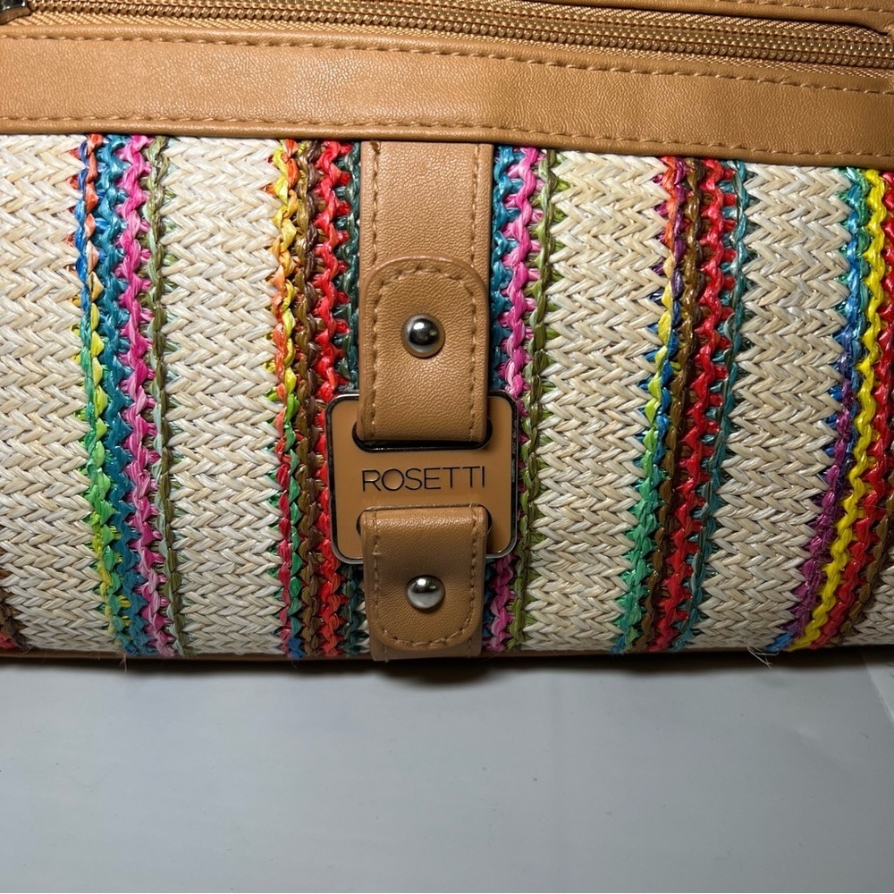 Rosetti Multicolored Woven With Pleather Trim Shoulder Bag Handbag - Picture 2 of 9